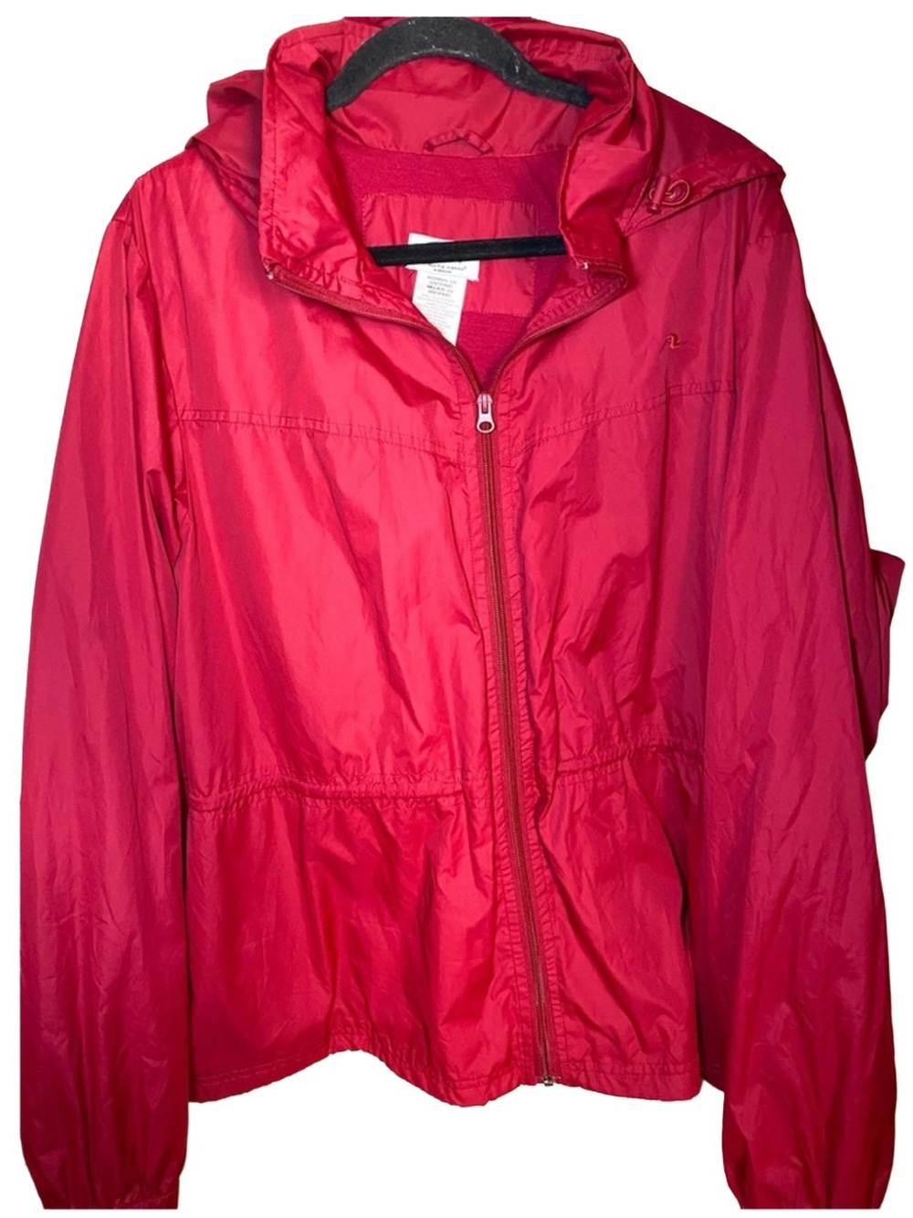 Athletic Works Women's Hooded Full Zip Windbreaker Jacket Lined Cherry Red, 3x